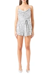 Endless Rose Sequin Cowl Neck Romper In Silver