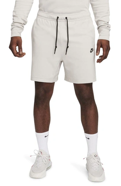 Nike Men's  Sportswear Tech Lightweight Knit Shorts In Light Iron Ore/black