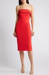 Bardot Georgia Strapless Sheath Dress In Red
