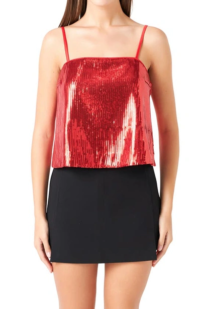 Endless Rose Sequin Crop Camisole In Red