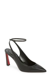 Christian Louboutin Condora Leather Red Sole Ankle-strap Pumps In Black