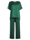 Lunya Women's Washable Silk Tee 2-piece Pajama Set In Hum Forest