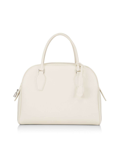 The Row India 12 Top-handle Bag In Deerskin Leather In Ivory
