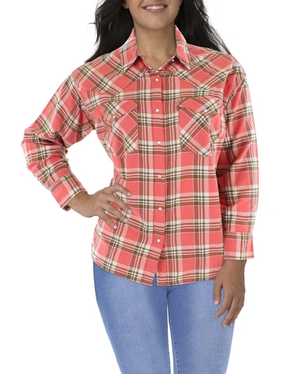 Levi's Plus Womens Cotton Western Button-down Top In Brown