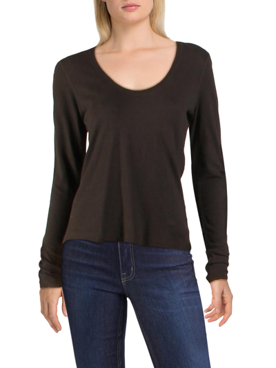 James Perse Womens Cotton Blend Scoop Neck Sweater In Black