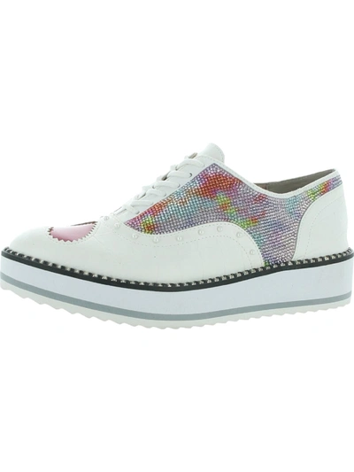 Betsey Johnson Marti Womens Mixed Media Embellished Fashion Sneakers In Multi