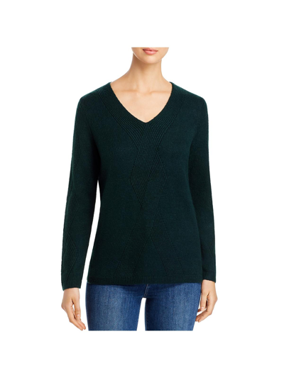Calvin Klein Womens Geo-stitch V-neck Sweater In Green