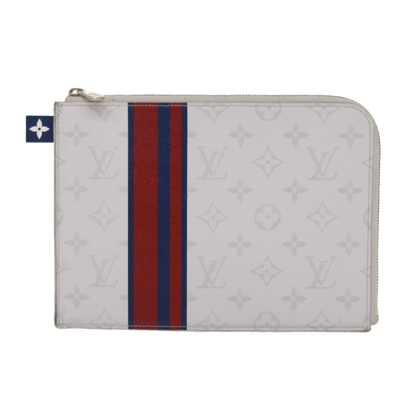 Pre-owned Louis Vuitton Jules Canvas Clutch Bag () In White
