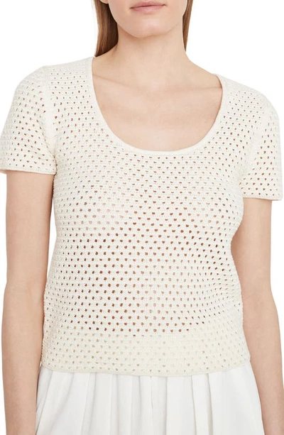 Vince Cotton Open Knit Top In Cream