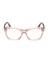 Tom Ford Women's 53mm Rectangular Eyeglasses In Transparent Pink Havana Blue