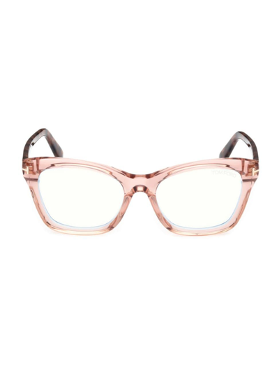 Tom Ford Women's 53mm Rectangular Eyeglasses In Pink