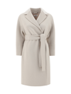 S Max Mara Messi Belted Virgin Wool Coat In Ecru