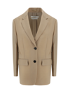 Prada Rope-coloured Single-breasted Jacket In Wool And Mohair In Neutral