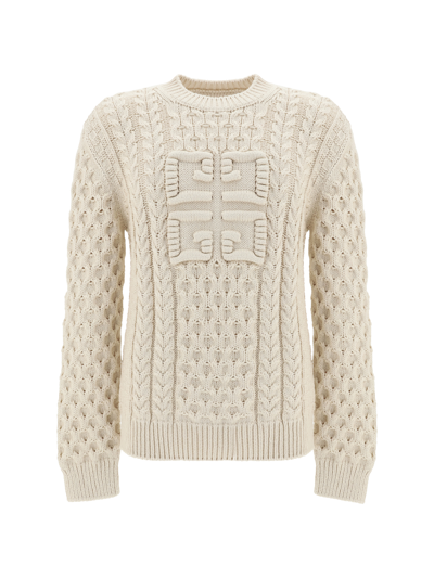 Givenchy Men Logo Cotton Crewneck Sweater In Neutral