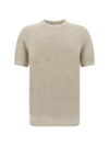 Brunello Cucinelli T-shirt In Oyster+grigio Chiaro