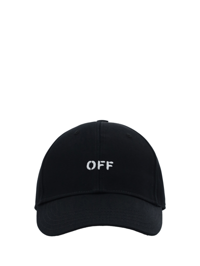 Off-white Baseball Hat In Black White