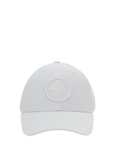 Stone Island Logo Hat In White