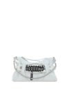 Dsquared2 Gothic Logo Belted Leather Clutch In Silver