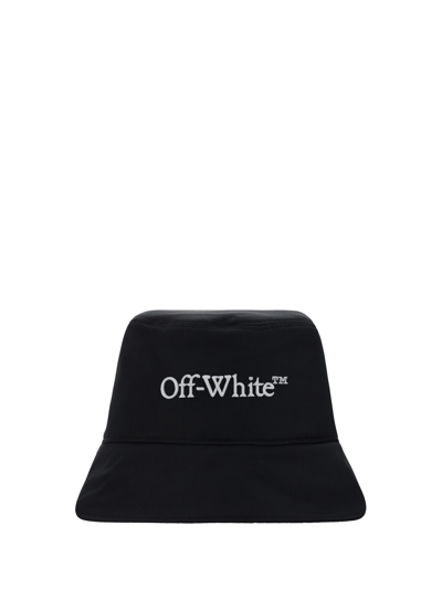 Off-white Bookish Nyl Bucket Hat In Black White