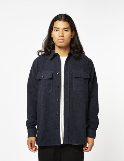 Norse Projects Silas Textured Overshirt (wool) In Blue