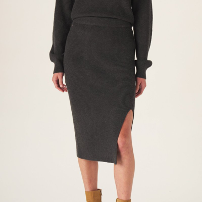 The Normal Brand Collins Knit Midi Skirt In Grey