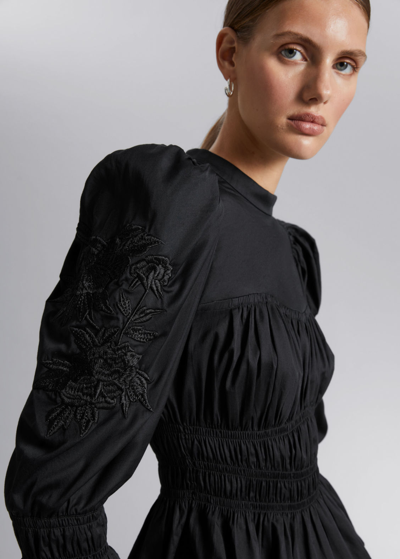 Other Stories Puff Sleeve Peplum Blouse In Black