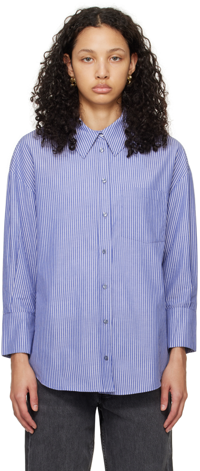 Anine Bing Mika Pinstriped Cotton Shirt In Bunt