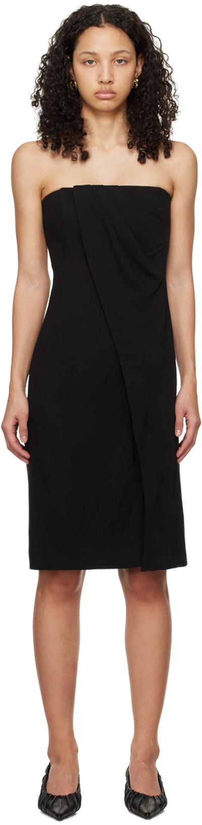 Anine Bing Halle Draped Midi Dress In Black