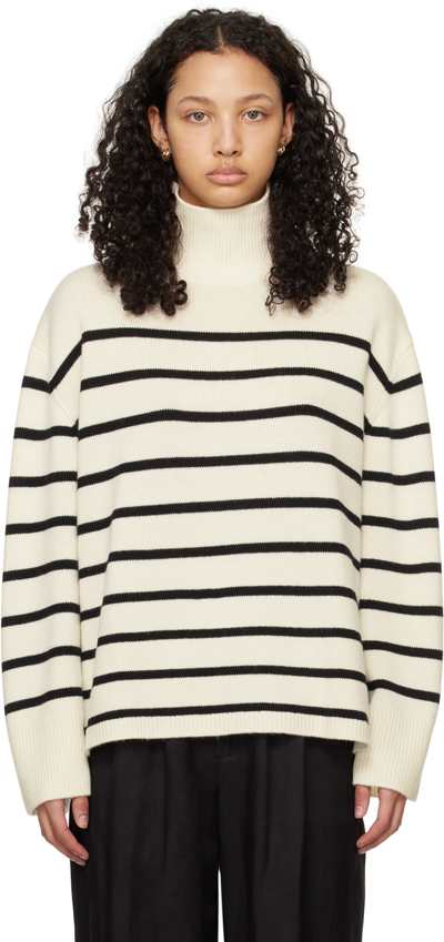 Anine Bing Courtney Sweater In Ivory And Black Stripe