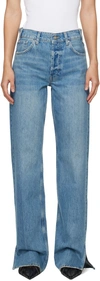 Anine Bing Gavin High Rise Straight Jeans In Washed Blue
