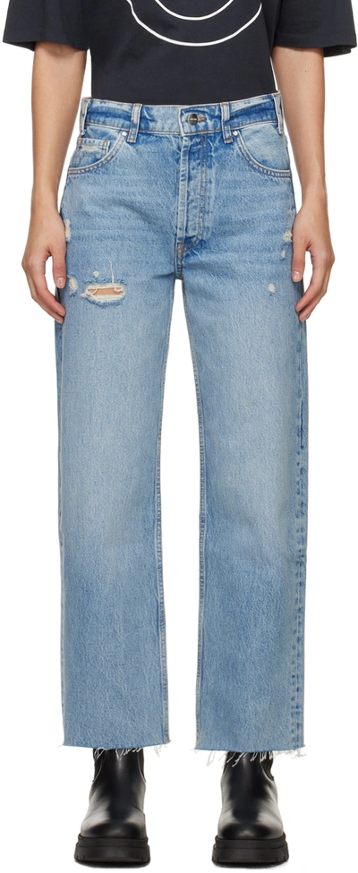 Anine Bing Blue Gavin Jeans In Washed Blue