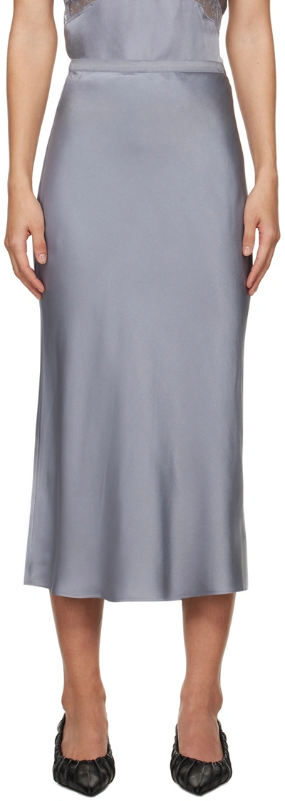 Anine Bing Bar Silk Midi Skirt In Grey