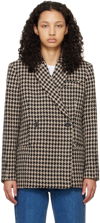 Anine Bing Kaia Double-breasted Houndstooth Wool-blend Blazer In Black/nude