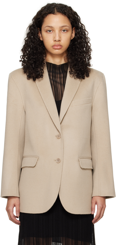 Anine Bing Single-breasted Blazer In Taupe_cashmere_blend