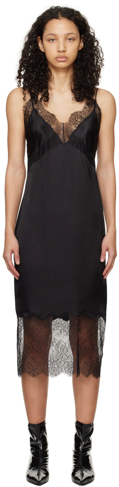 Anine Bing Amelie Silk-blend Midi Dress In Black