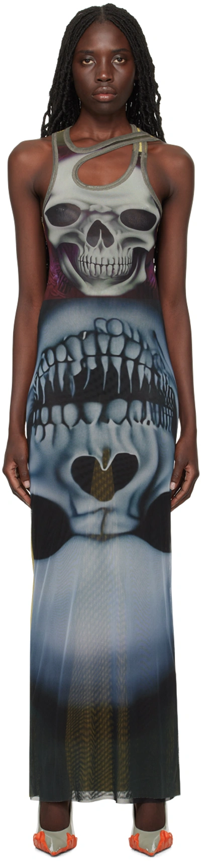 Ottolinger Multicolor Printed Maxi Dress In Skull Print