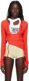 Ottolinger Red Deconstructed Long Sleeve T-shirt In Red