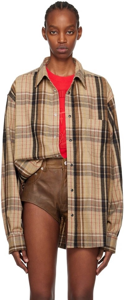 Vtmnts Brown Check Shirt In Caramel