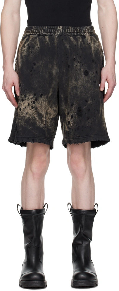 Diesel Black & Brown P-crown-n2 Shorts In 9xxa