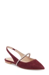 Stuart Weitzman Crystalline Suede Slingback Flat In Cabernet