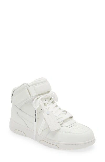 Off-white Men's Out Of Office Tonal Leather Mid-top Sneakers In White White