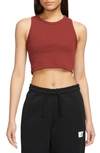 Jordan Crop Cotton Blend Tank Top In Dune Red