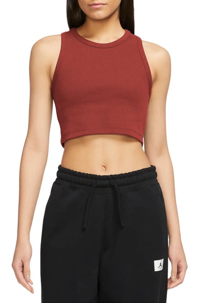 Jordan Crop Cotton Blend Tank Top In Dune Red