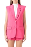 Endless Rose Sax Oversized Vest Blazer In Fuchsia In Fuchsia