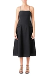 Endless Rose Sleeveless Square-neck A-line Midi Dress In Black