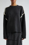 Totême Cashmere-blend Knit Sweater With Embroidered Detail In Grey Melange