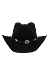 Modern Monarchie Texan Buckle Trim Wool Cowboy Hat In Black