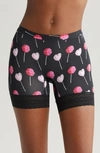 Meundies Feelfree Lace Trim Long Boyshorts In Sucker For You