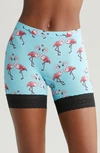 Meundies Feelfree Lace Trim Long Boyshorts In Love Birds