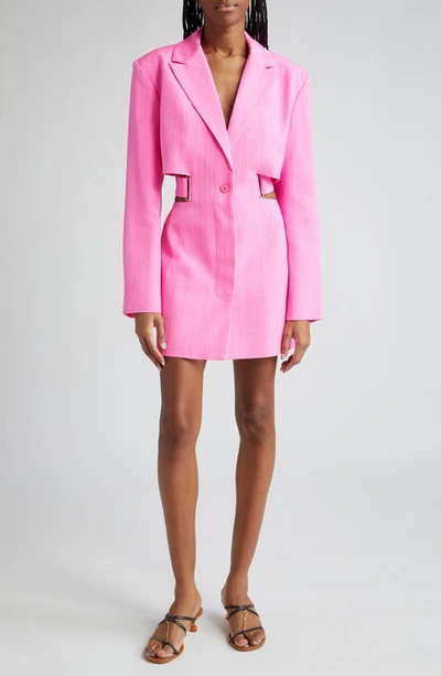 Jacquemus La Robe Bari Cutout Long Sleeve Blazer Minidress In Pink